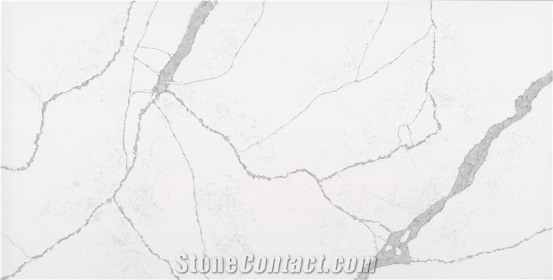 A Quality Calacatta White Marble Look Quartz Stone