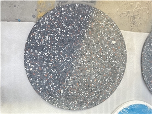 Black Terrazzo Lightweight Honeycomb Round Coffee Table Top