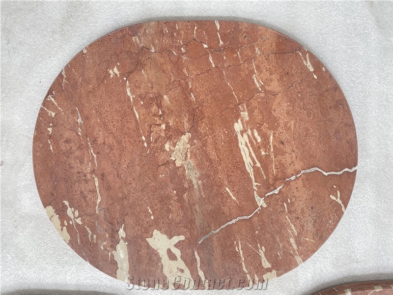 Oval Orange Peel Red Lightweight Honeycomb Coffee Table Top