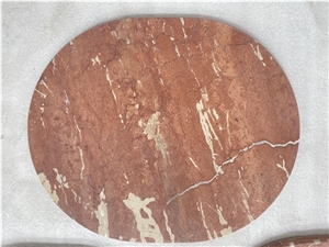 Oval Orange Peel Red Lightweight Honeycomb Coffee Table Top