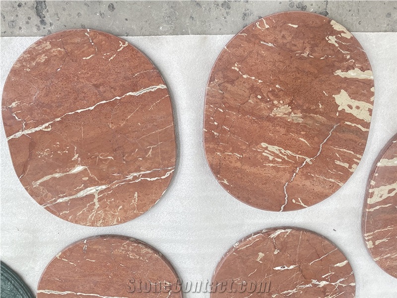 Oval Orange Peel Red Lightweight Honeycomb Coffee Table Top