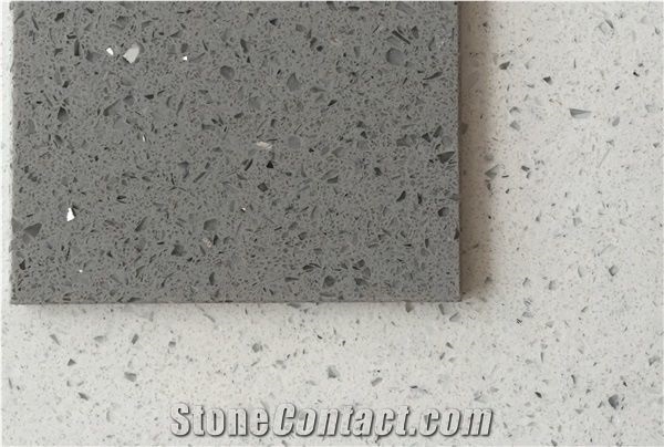 Polished Grey Artificial Quartz Slabs And Tiles