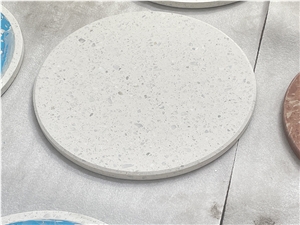 White Terrazzo Coffee Tabletop Small Round Table Tops