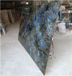Lemurian Blue Granite Slab And Tile Wall And Floor