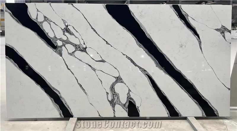 Panda White Calacatta Quartz Slabs