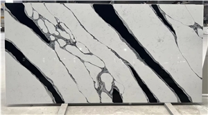 Panda White Calacatta Quartz Slabs