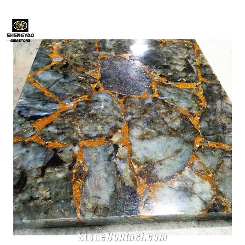 Natural Semi Precious Stone Slab Labradorite Tile
