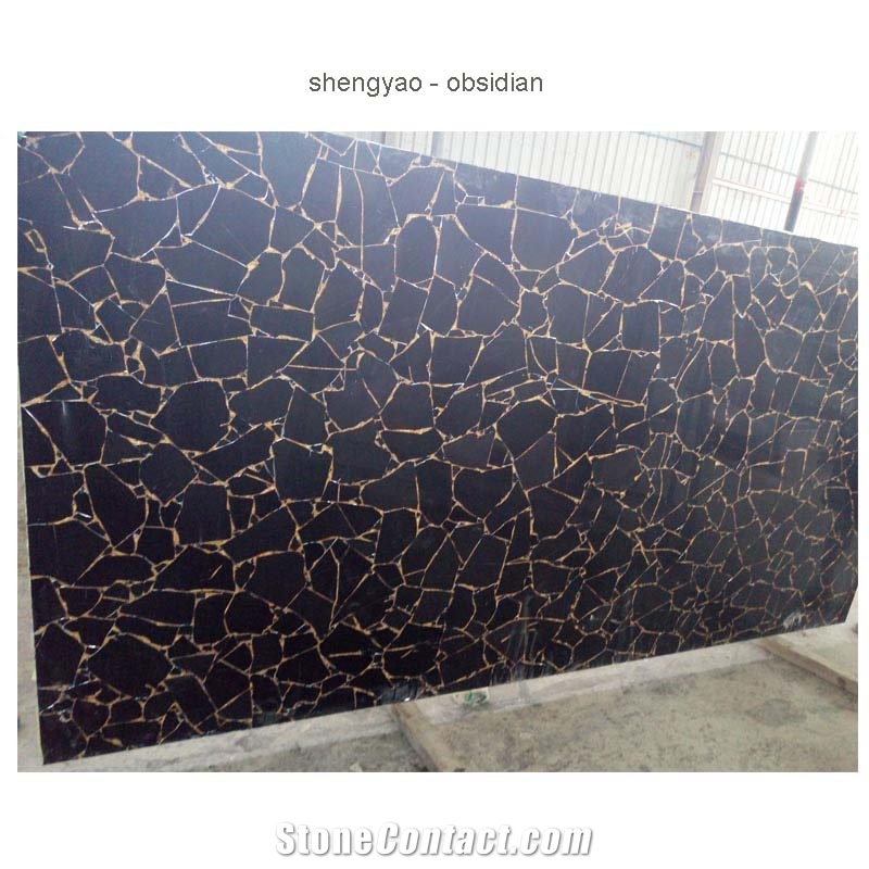 Polishing Semi Precious Stone Slab Obsidian Tile