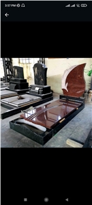 Black And Red Granite Tombstone