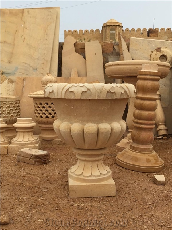 Sandstone Hand Engraved Planters