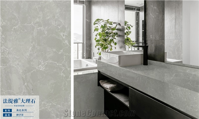 Custom Indoor New Design Imitate Grey Quartz Bath Countertop