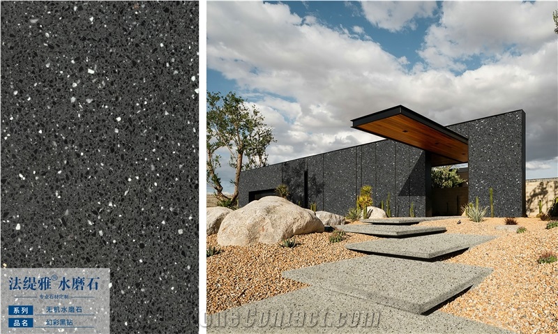 Fatiya Artificial Terrazzo Black Floor Tile Slab Outdoor Use