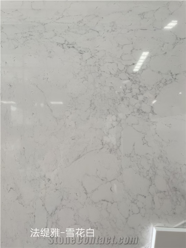 White With Grey Veins Artificial Marble Bathroom Countertop