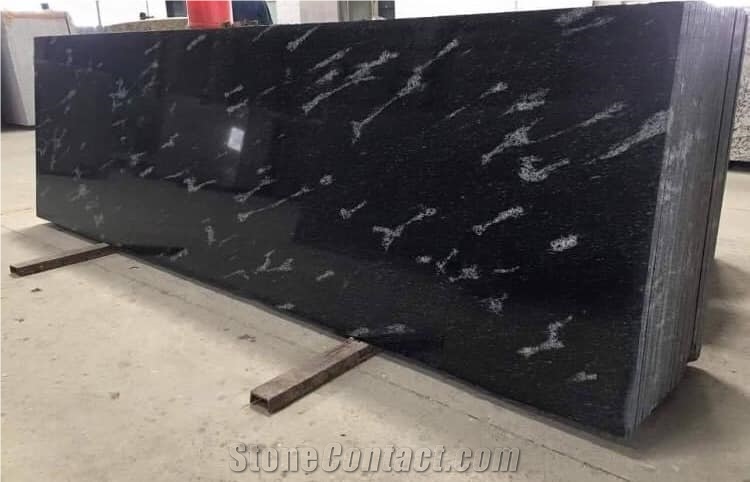 Fish Black Granite Slabs