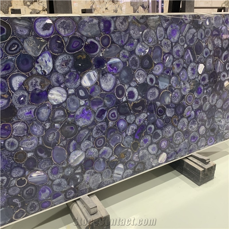 Amethyst Purple Semi Agate Stone Slab For Hotel