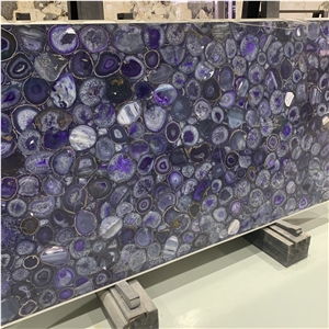 Amethyst Purple Semi Agate Stone Slab For Hotel