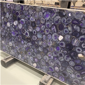 Amethyst Purple Semi Agate Stone Slab For Hotel