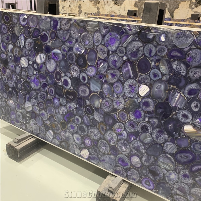 Amethyst Purple Semi Agate Stone Slab For Hotel