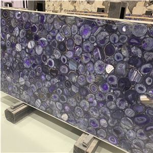 Amethyst Purple Semi Agate Stone Slab For Hotel