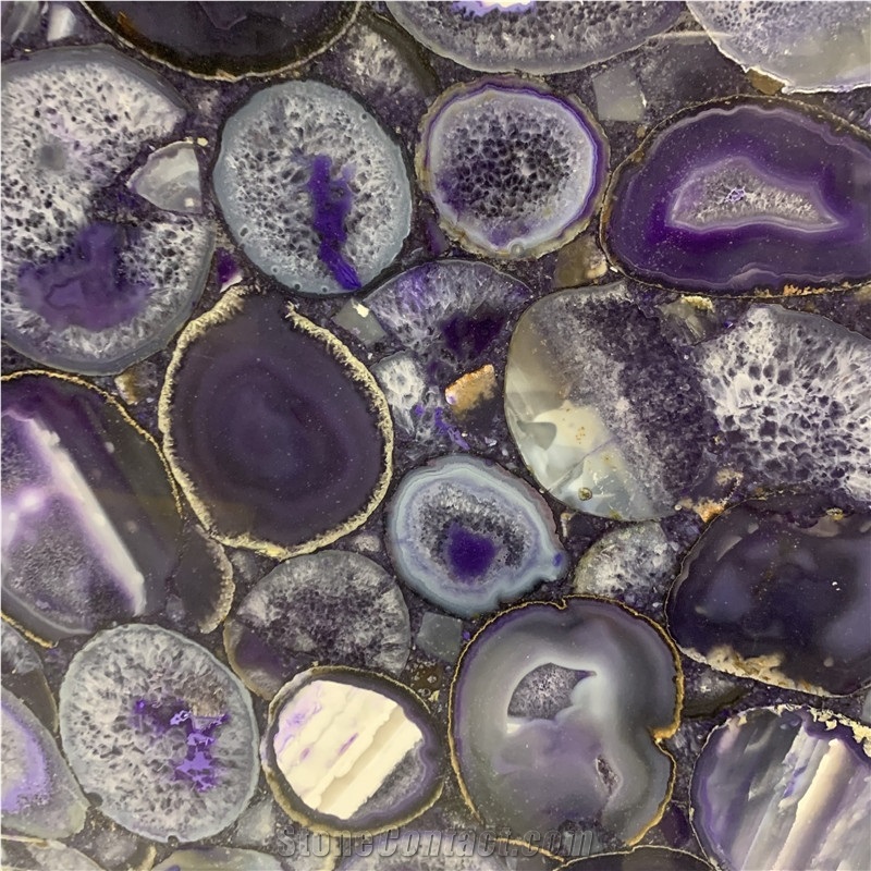 Amethyst Purple Semi Agate Stone Slab For Hotel