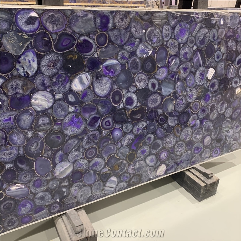 Amethyst Purple Semi Agate Stone Slab For Hotel