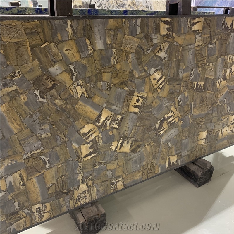 Backlit Yellow Semiprecious Gemstone Slabs