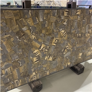 Backlit Yellow Semiprecious Gemstone Slabs