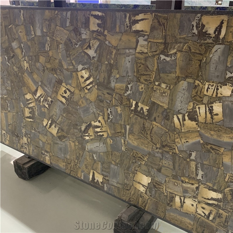 Backlit Yellow Semiprecious Gemstone Slabs