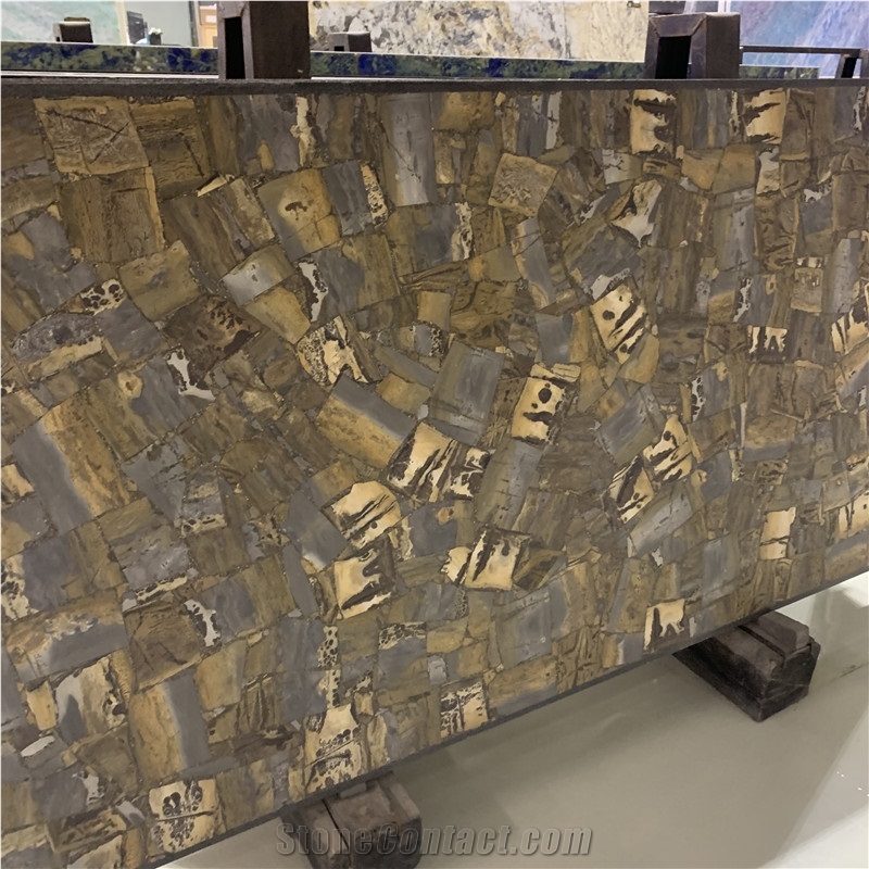 Backlit Yellow Semiprecious Gemstone Slabs