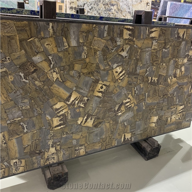 Backlit Yellow Semiprecious Gemstone Slabs