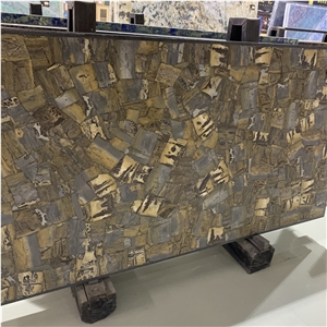 Backlit Yellow Semiprecious Gemstone Slabs