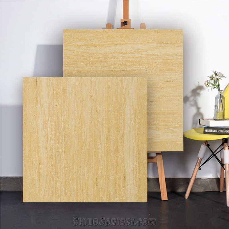 Beige Wood Vein Porcelian Tiles Living Room Flooring