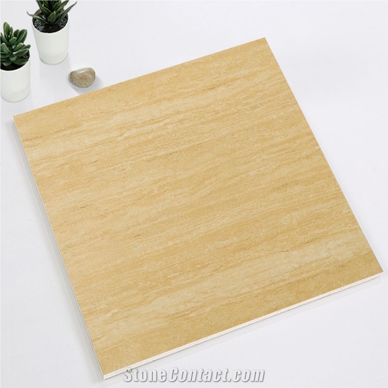 Beige Wood Vein Porcelian Tiles Living Room Flooring
