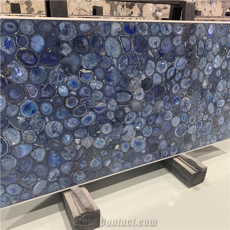 Blue Agate Stone Semi-Agate Stone For Hotel