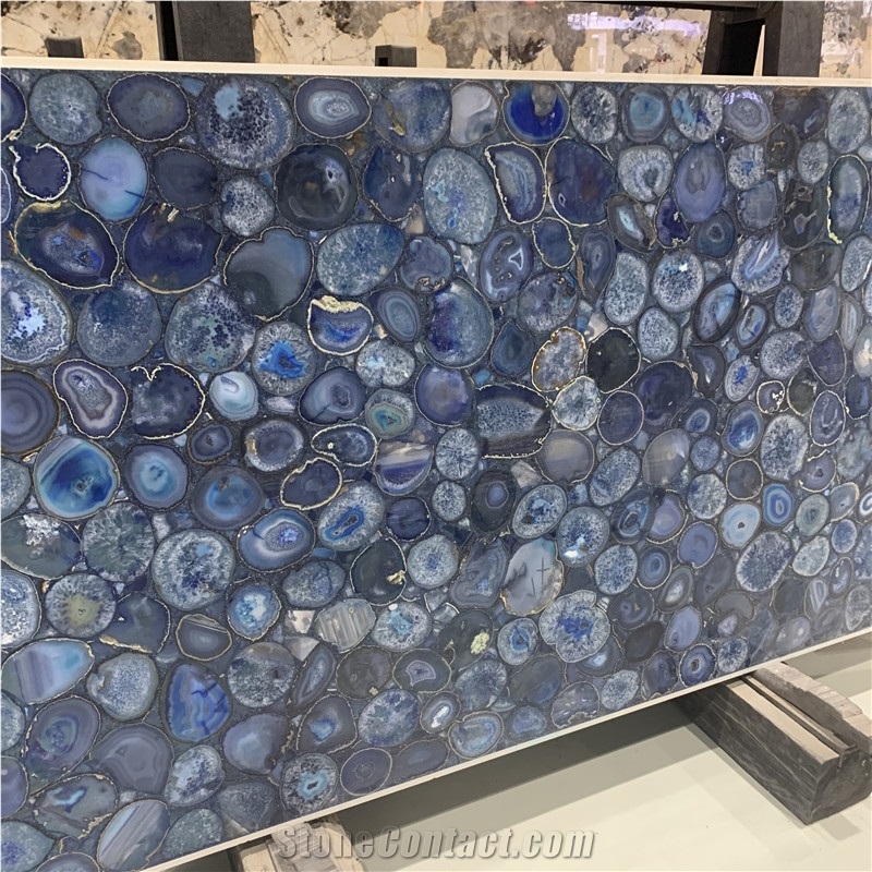 Blue Agate Stone Semi-Agate Stone For Hotel