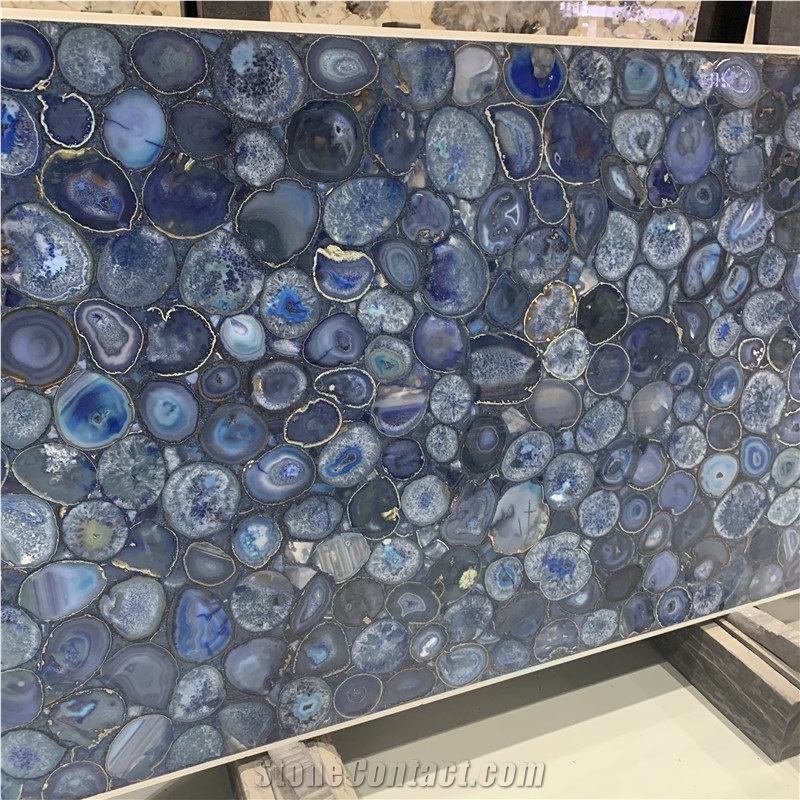 Blue Agate Stone Semi-Agate Stone For Hotel