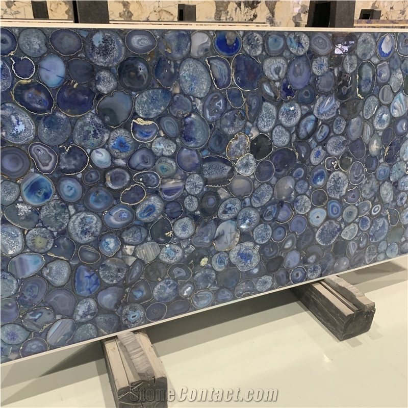 Blue Agate Stone Semi-Agate Stone For Hotel