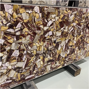 Egg Yolk Stone Semi Precious Slabs For Bathroom