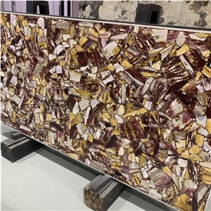 Egg Yolk Stone Semi Precious Slabs For Bathroom