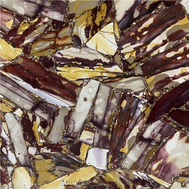 Egg Yolk Stone Semi Precious Slabs For Bathroom