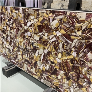 Egg Yolk Stone Semi Precious Slabs For Bathroom