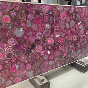 Pink Agate Stone Gemstone Slabs Wall Decoration