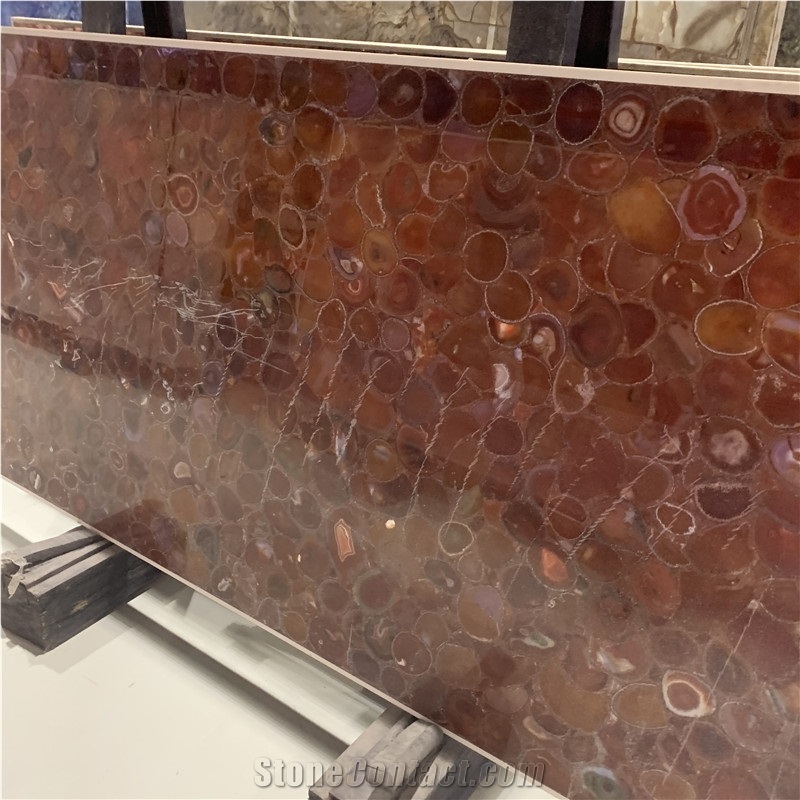 Red Agate Stone Semi Precious Slabs For Kitchen
