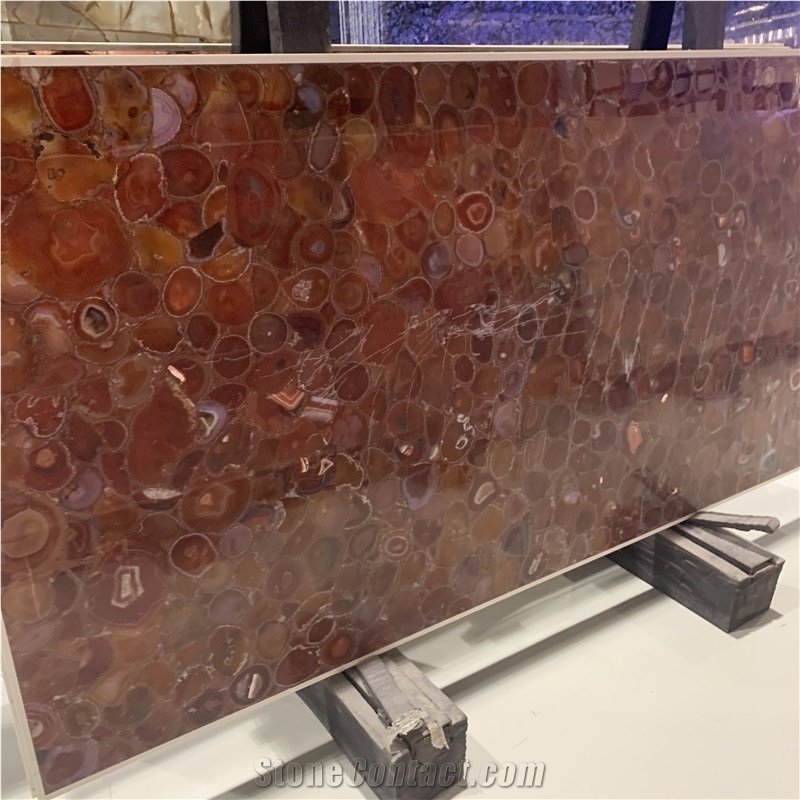 Red Agate Stone Semi Precious Slabs For Kitchen