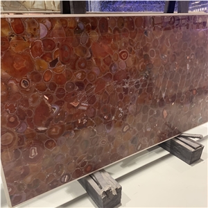 Red Agate Stone Semi Precious Slabs For Kitchen