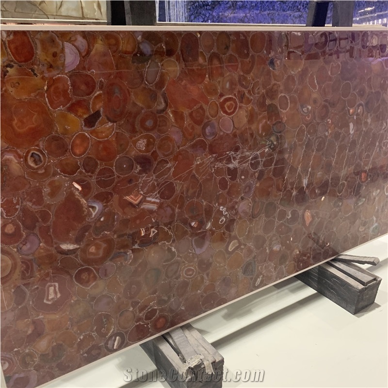 Red Agate Stone Semi Precious Slabs For Kitchen