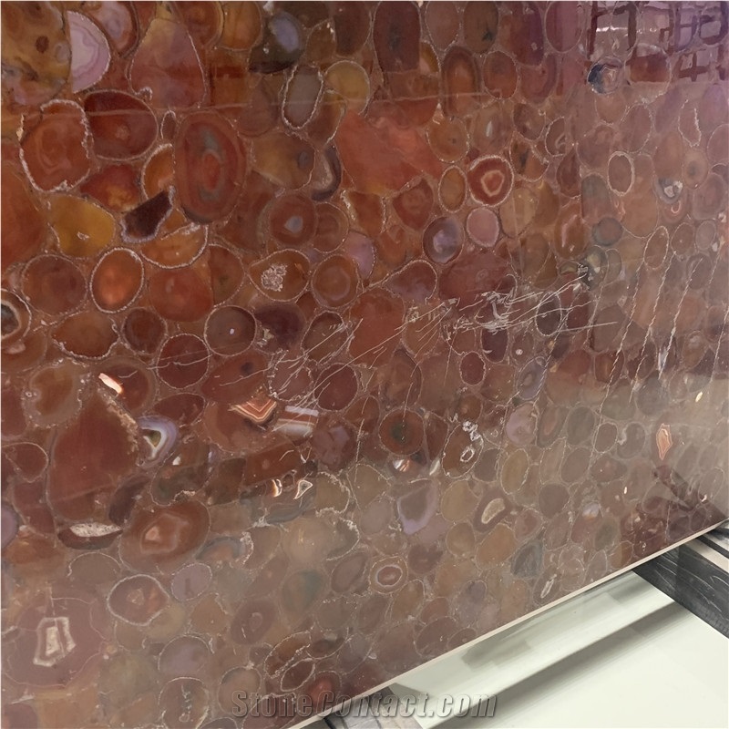 Red Agate Stone Semi Precious Slabs For Kitchen