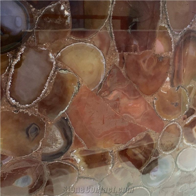 Red Agate Stone Semi Precious Slabs For Kitchen
