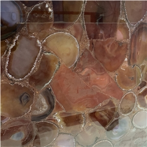 Red Agate Stone Semi Precious Slabs For Kitchen