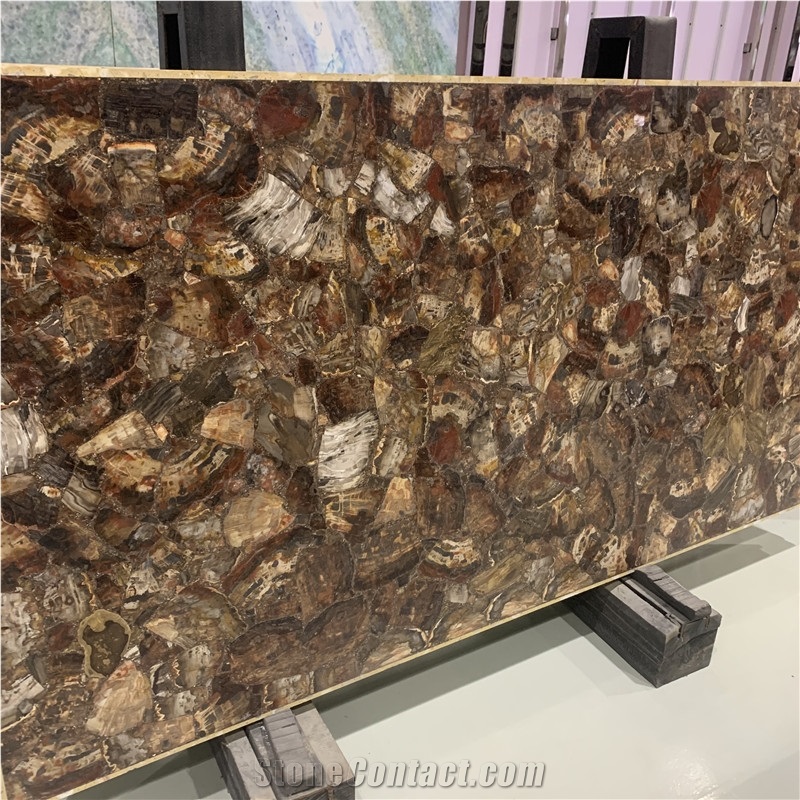 Various Styles Brown Wood Agate Semiprecious Stone Slab